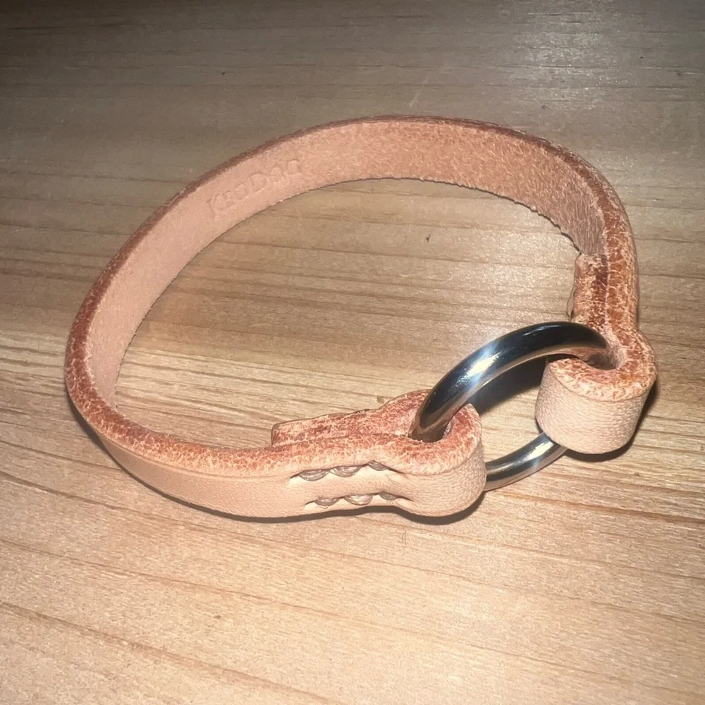 Leather Nude Silver Ring Tiny Small Puppy Cat Teacup Handmade Collar